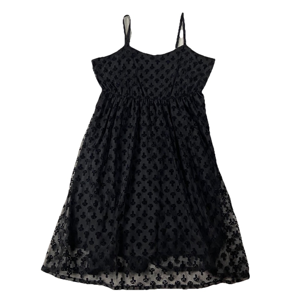 Hot Topic Burn Out Velvet Strappy Midi Dress Black Mushrooms Women 2X Whimsigoth